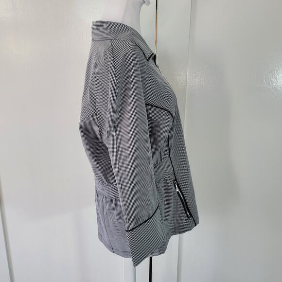 Drapers & Damons Size M Stretch Gingam Plaid Black White Full Zip Jacket - Picture 3 of 10